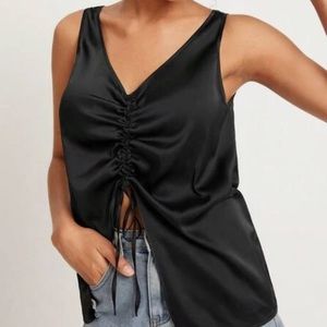 Drawstring Front Split Hem Tank Top - size M (6)